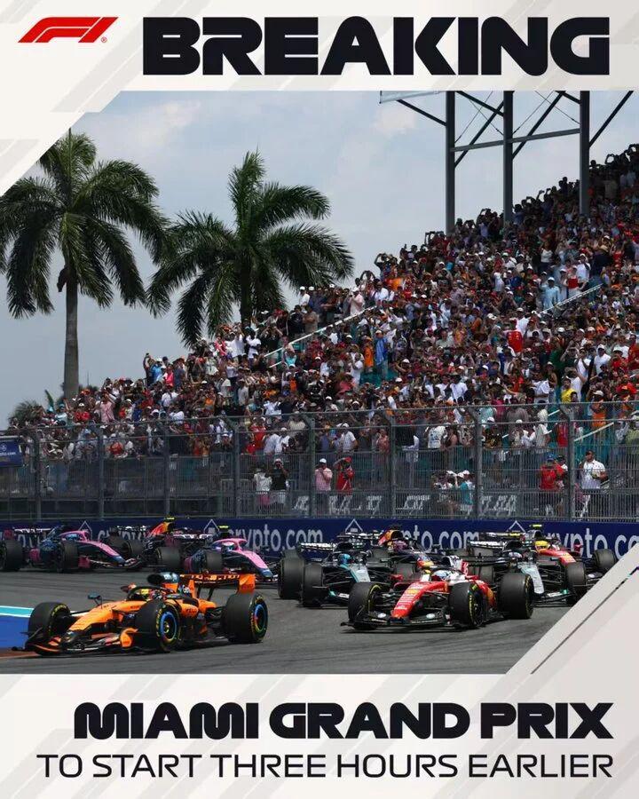 乐鱼下载-官方：F1迈阿密站正赛提前3小时进行！